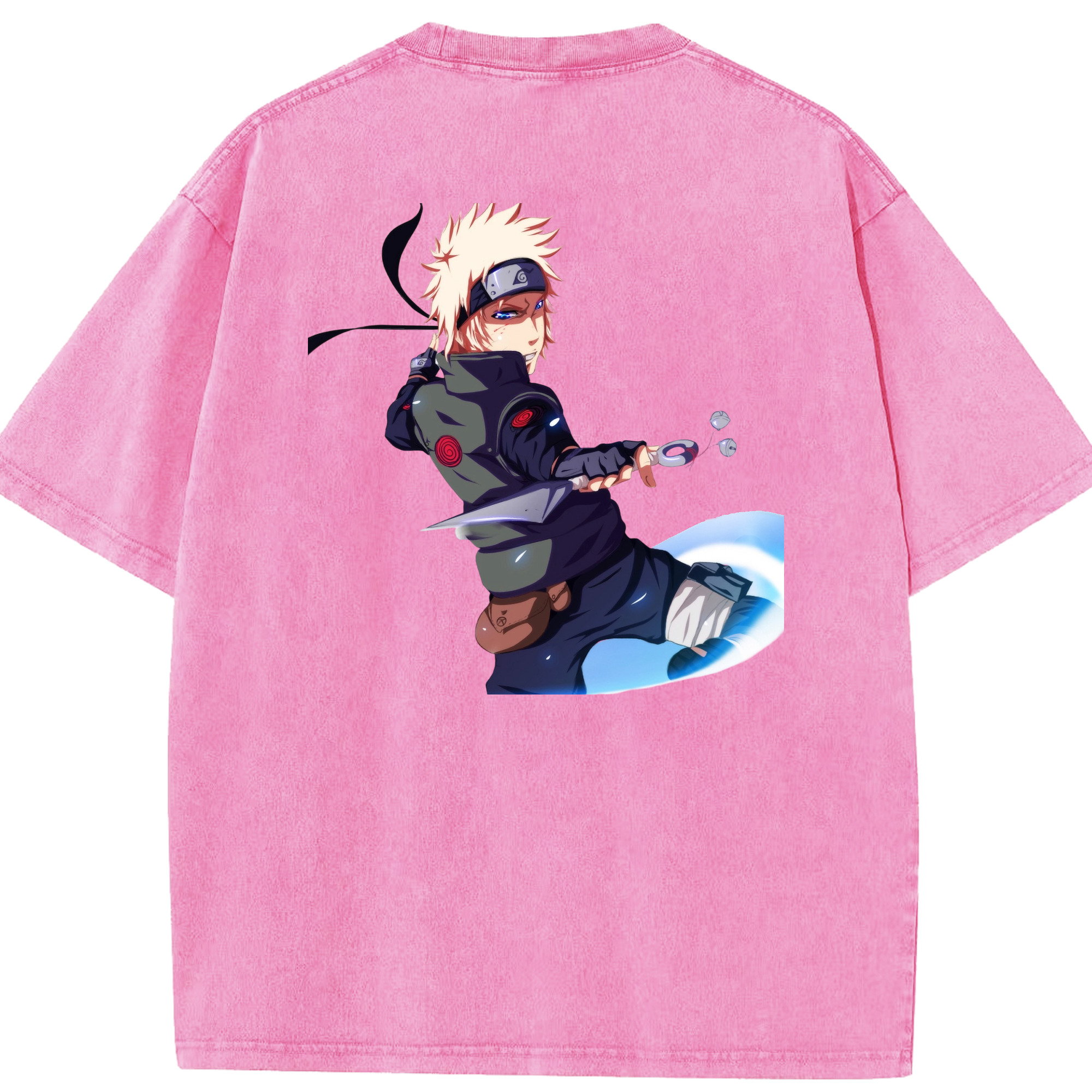 （画像用） NARUTO -ナルト- 波風 ミナト Namikaze Minato 綿100% ヴィンテージ風 半袖Tシャツ（背面プリント）